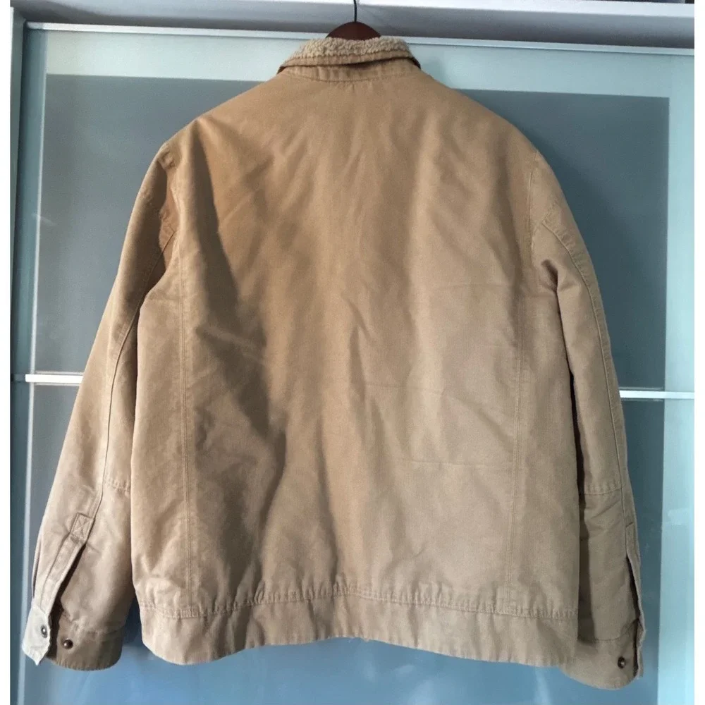 LL Bean Mens Pine Ridge Insulated Field Barn Jacket Chore Fleece Lined Tan Large
